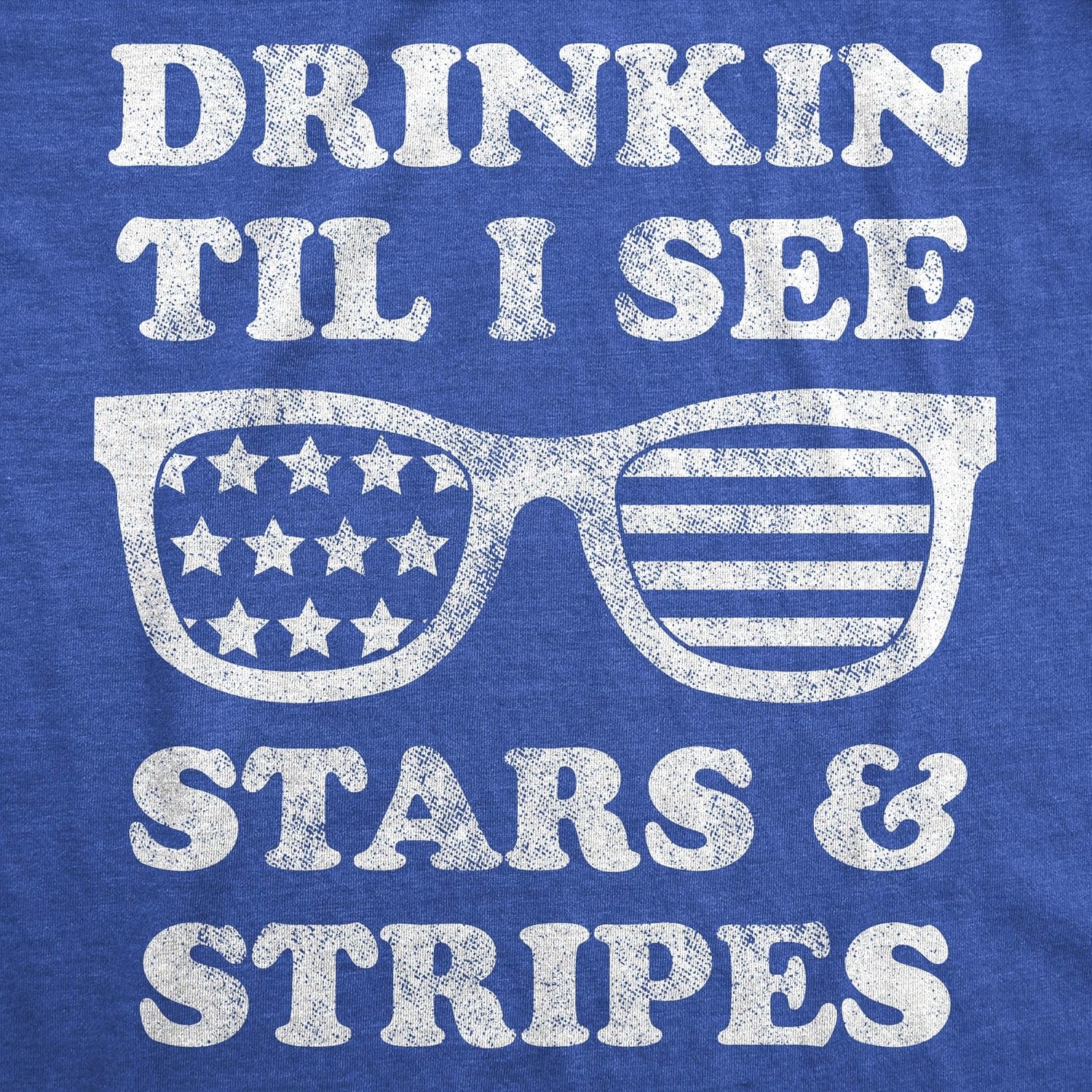 image:imageMens Drinkin Til I See Stars and Stripes T Shirt Funny 4th of July Sunglasses Graphic TeeHeather Royal