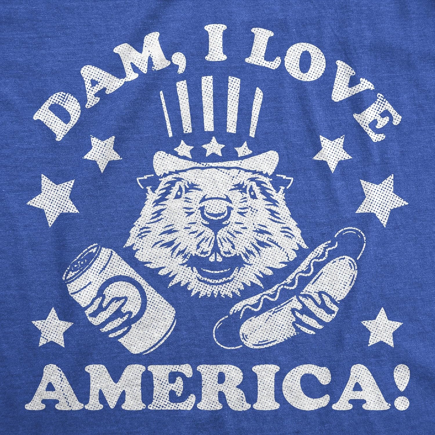 image:imageMens Funny T Shirts Dam I Love America Sarcastic Beaver Graphic Novelty Fourth of July Tee for Men