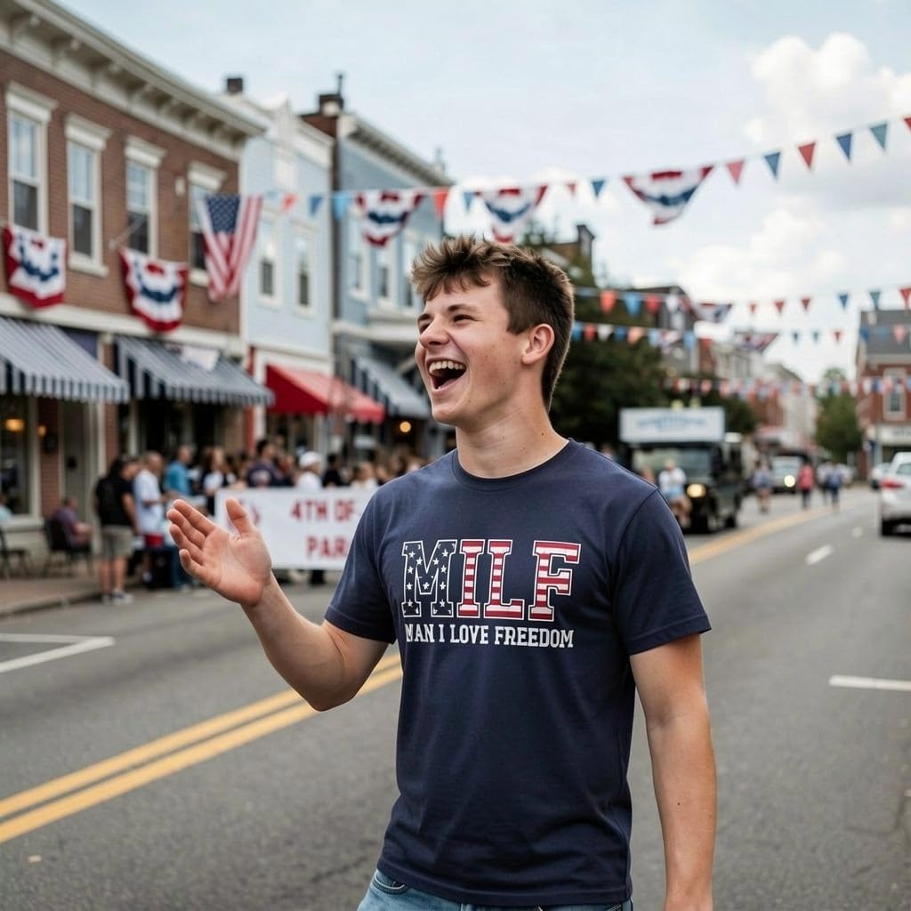 image:imageMens Milf Man I Love Freedom T Shirt Funny Patriotic Fourth of July Flag Tee for GuysHeather Navy Milf