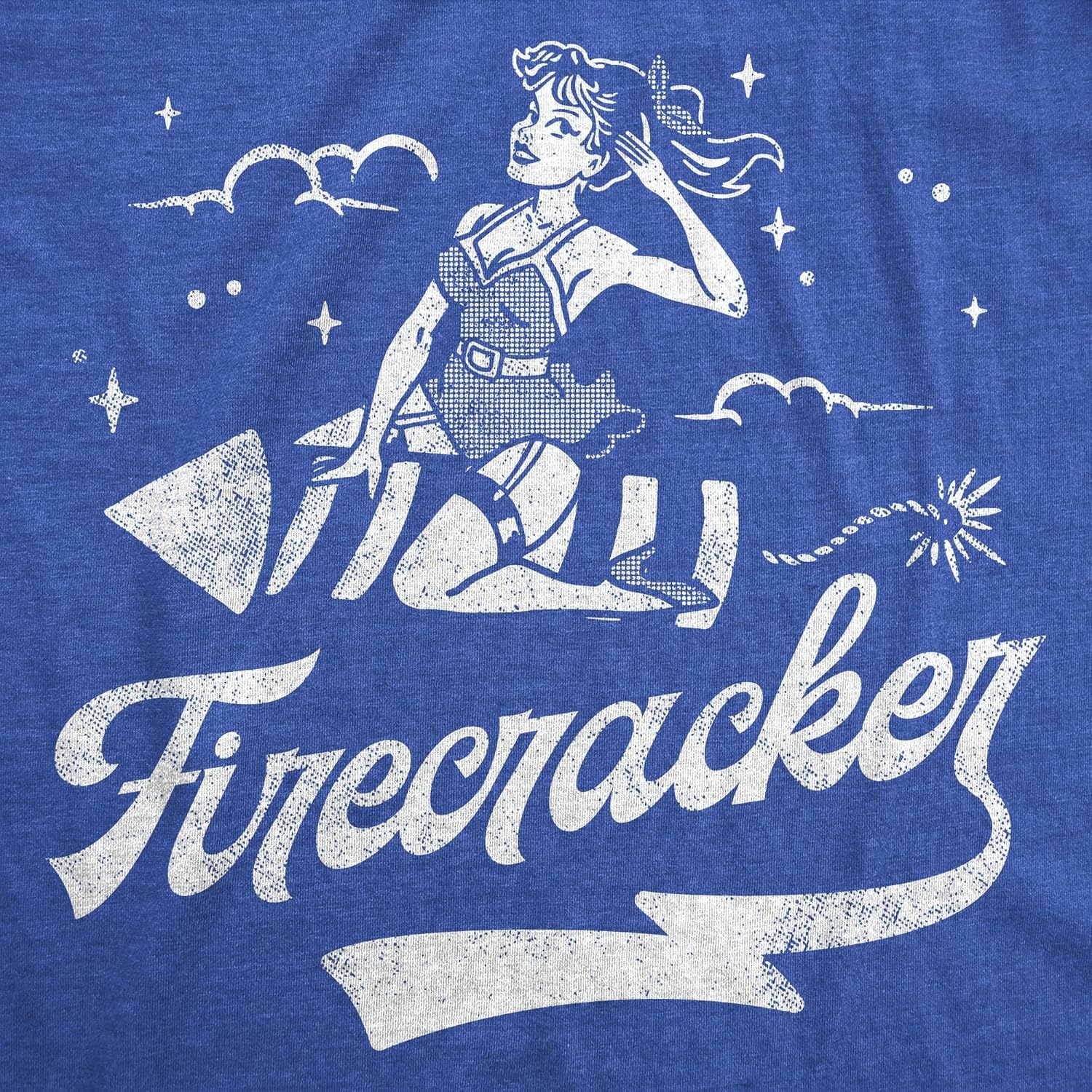 image:imageWomens Funny T Shirts Firecracker Sarcastic Fourth of July Graphic Tee for LadiesHeather Royal Firecracker