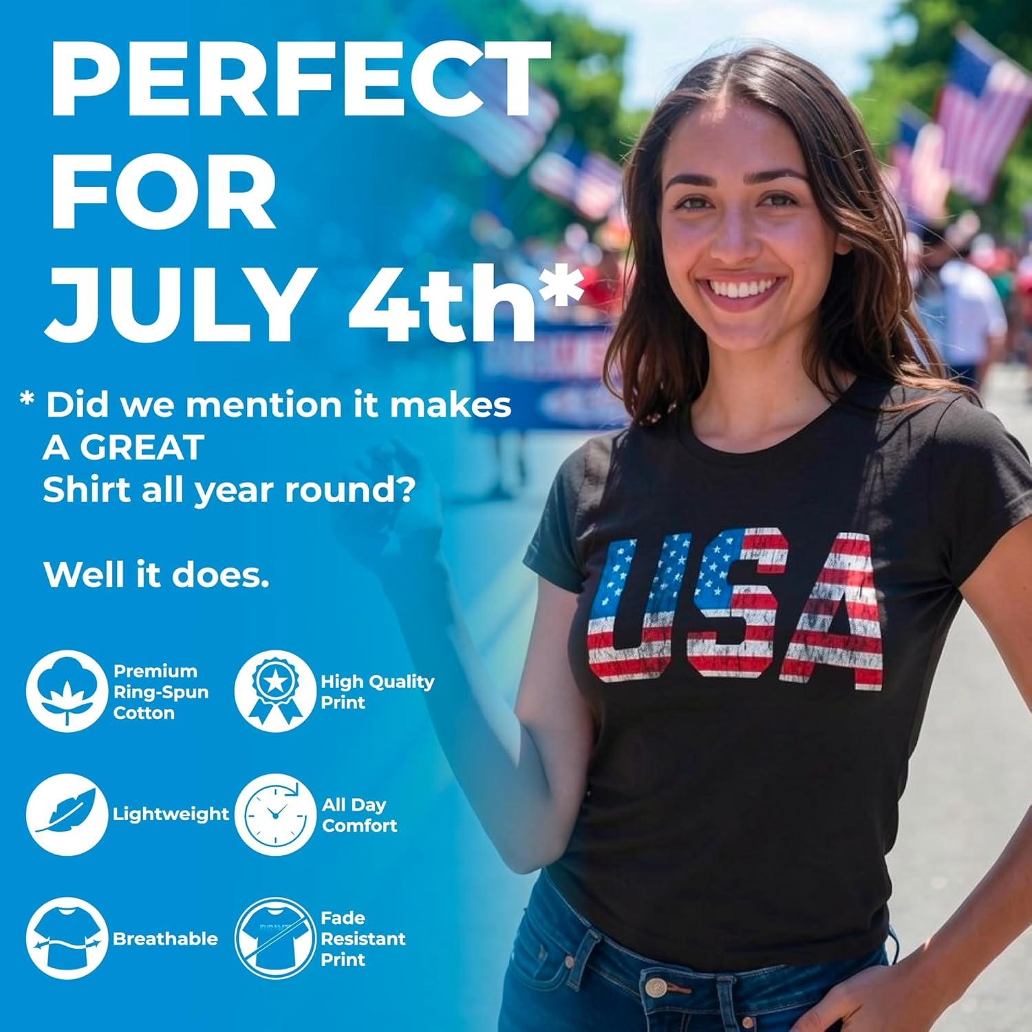 image:imageWomens Oh for Fourths Sake T Shirt Funny Fourth of July Fireworks Joke Tee for LadiesHeather Navy Fourths