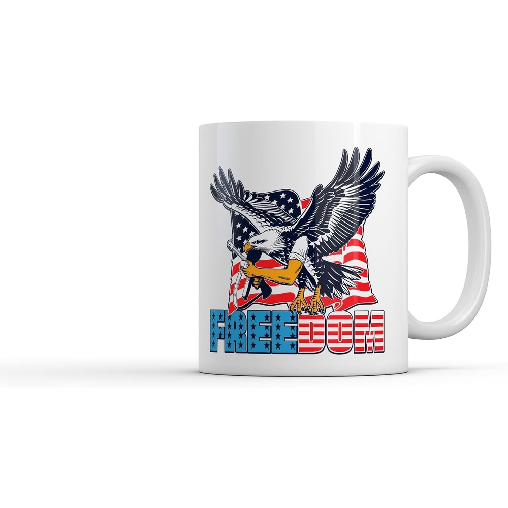 image:imageCrazy Dog TShirts Freedom Eagle Mug Funny Sarcastic Fourth Of July Graphic Novelty Coffee Cup 11ozCeramic Microwave Safe Insulated Drinking Cup