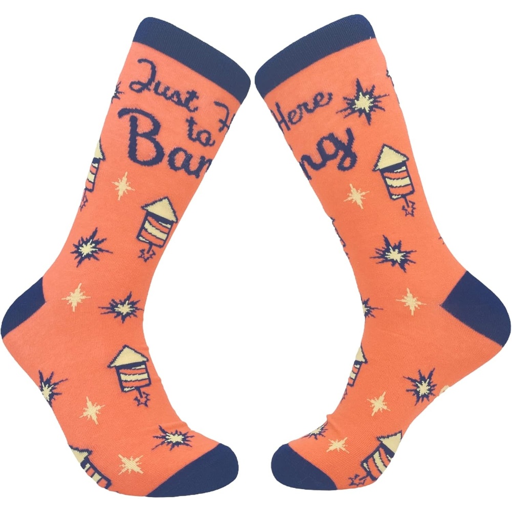 image:imageCrazy Dog TShirts Mens Here to Bang Socks Funny 4th Of July Fireworks Sex Graphic Novelty Footwear Funny Gift for Casual Wear