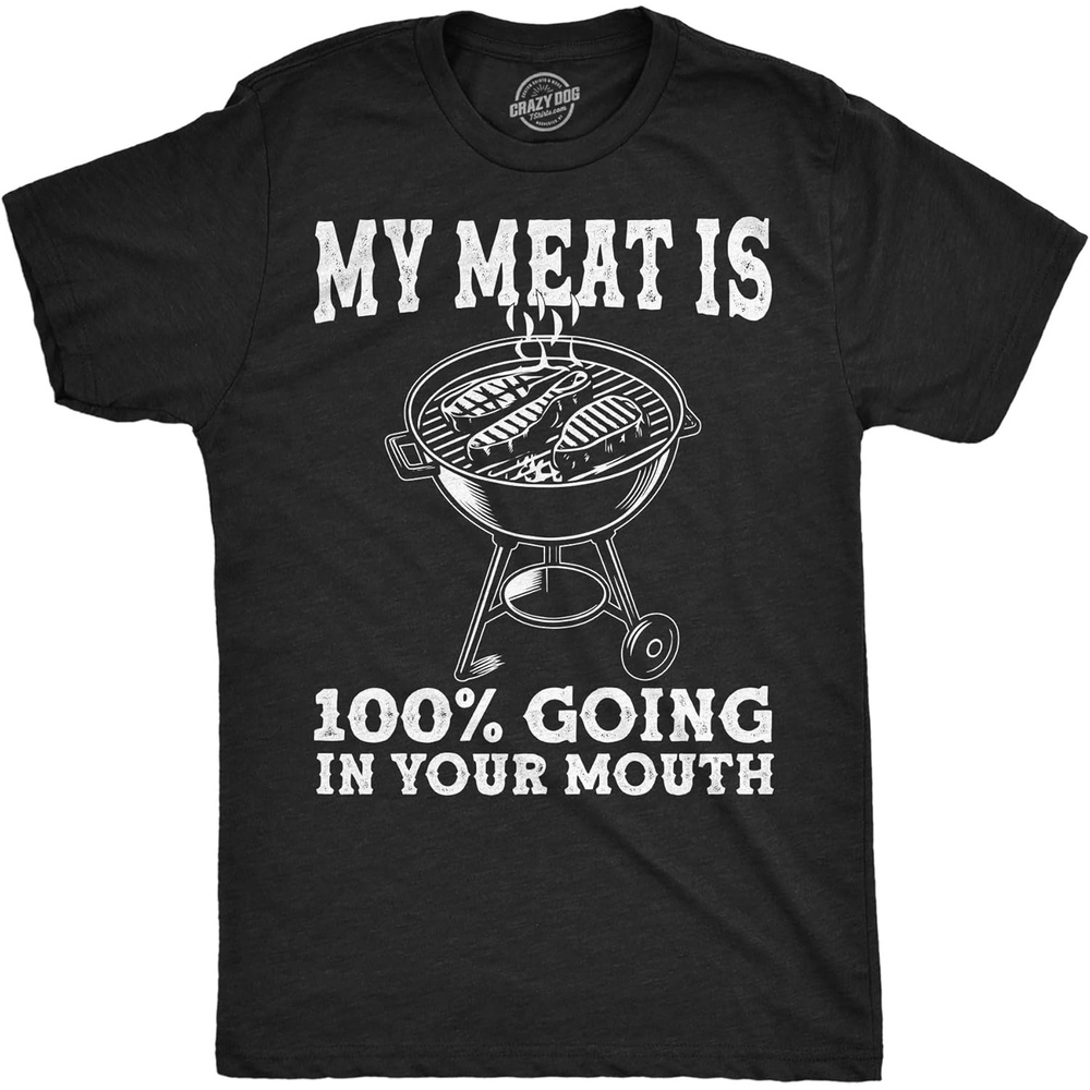 image:imageFunny Grilling T Shirts for Grill Masters Sarcastic Tees for DadsHeather Black Meat Your Mouth