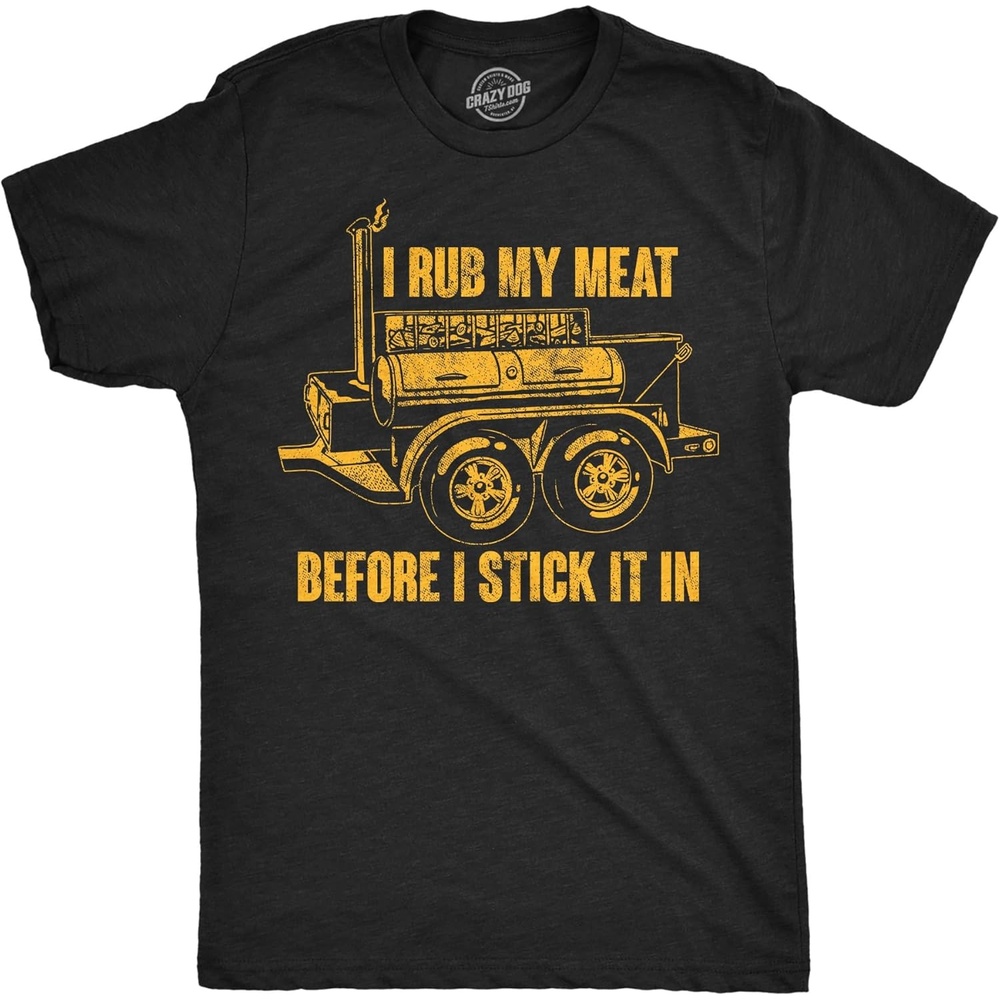image:imageFunny Grilling T Shirts for Grill Masters Sarcastic Tees for DadsHeather Black Rub My Meat