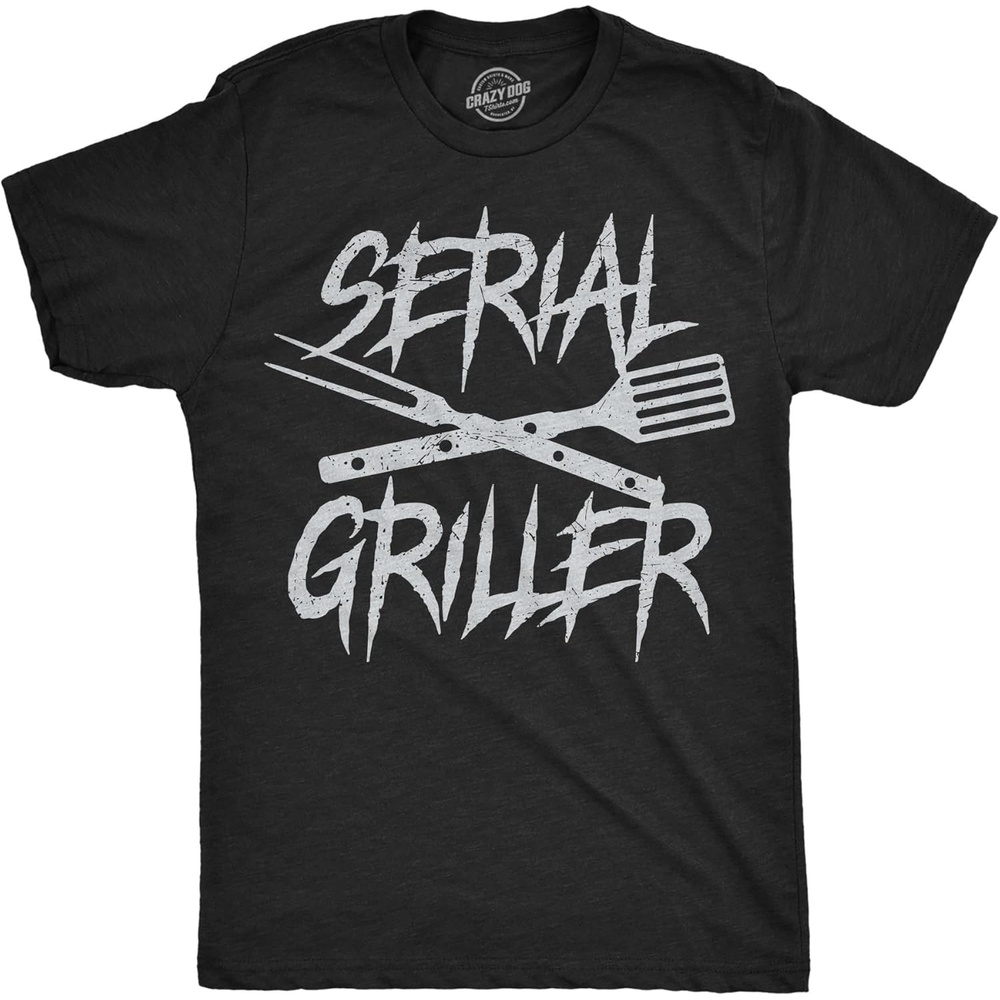 image:imageFunny Grilling T Shirts for Grill Masters Sarcastic Tees for DadsHeather Black Serial Griller