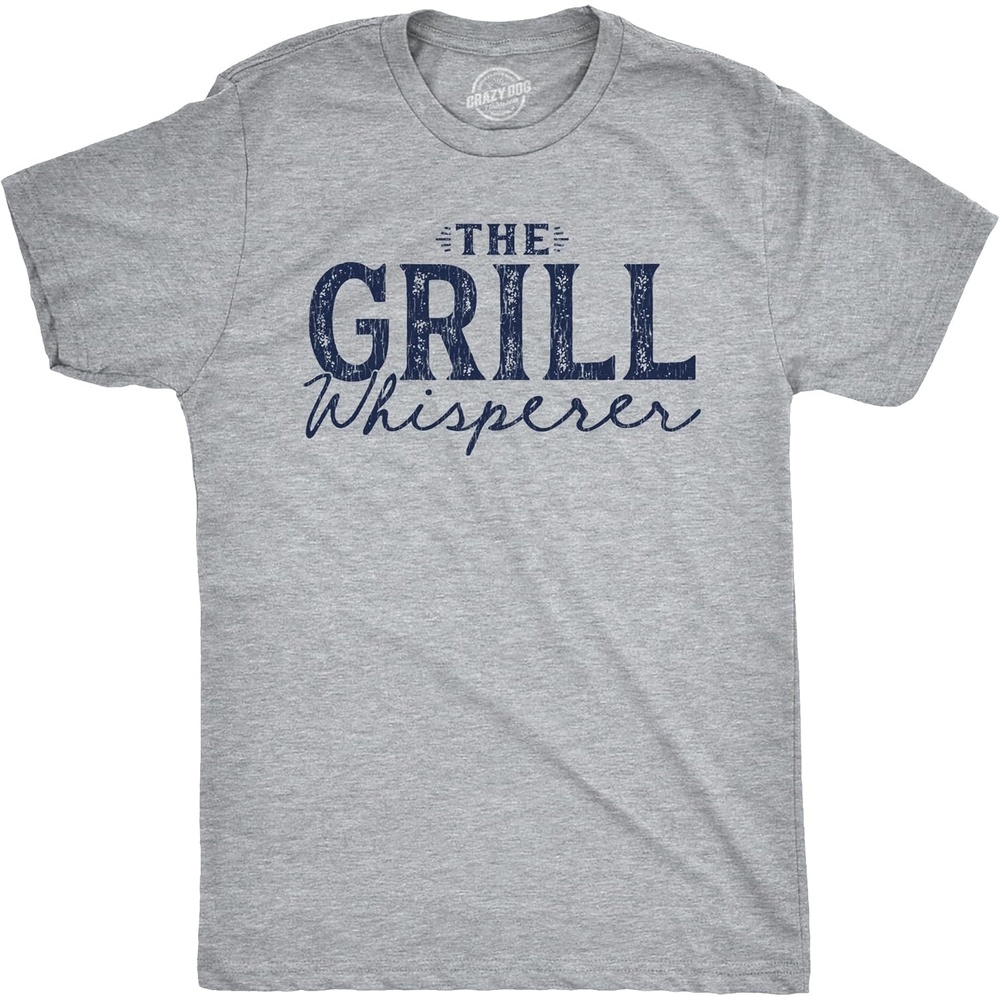 image:imageFunny Grilling T Shirts for Grill Masters Sarcastic Tees for DadsLight Heather Grey Grill Whisperer
