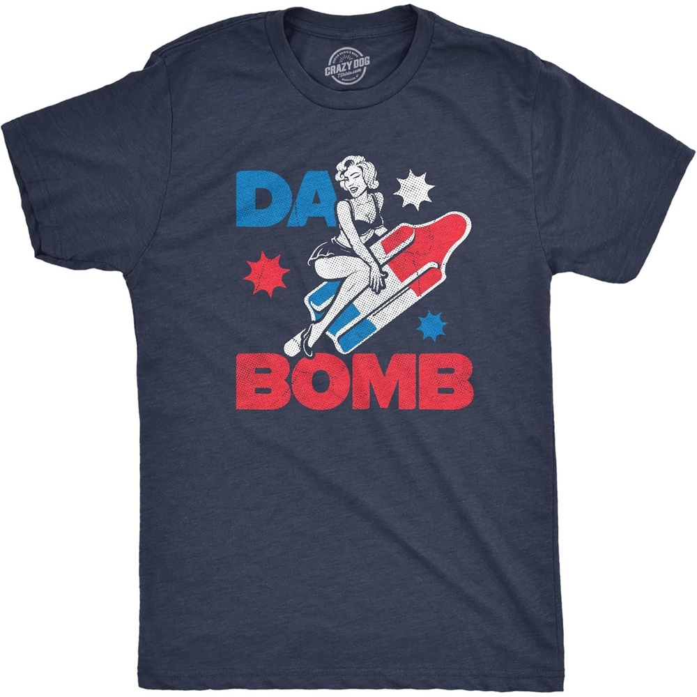 image:imageMens Da Bomb T Shirt Funny Retro Fourth of July Popsicle Tee for GuysHeather Navy Bomb