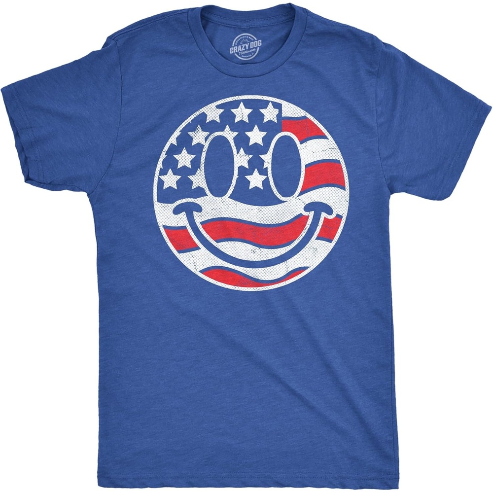 image:imageMens Funny T Shirts American Flag Smile Sarcastic Fourth of July Graphic Novetly Tee for Men