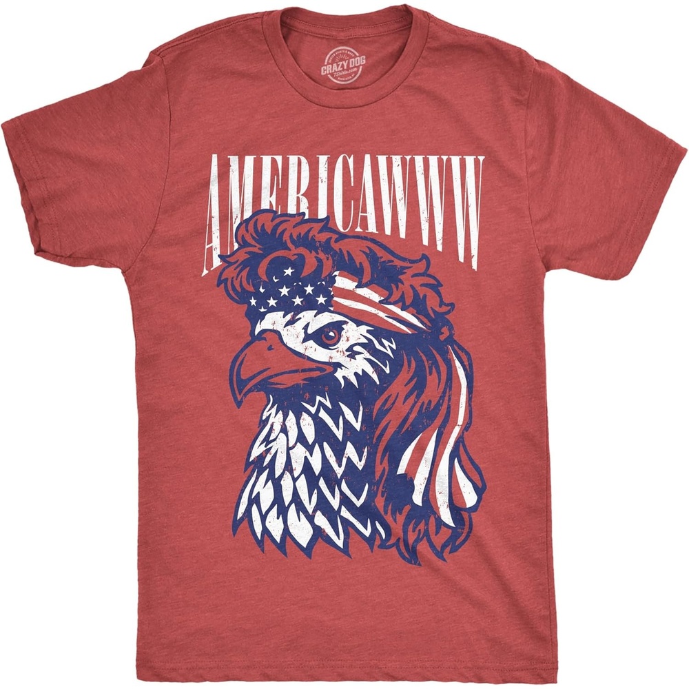 image:imageMens Funny T Shirts Americawww Sarcastic Fourth of July Bald Eagle Graphic Tee for MenHeather Red Americawww
