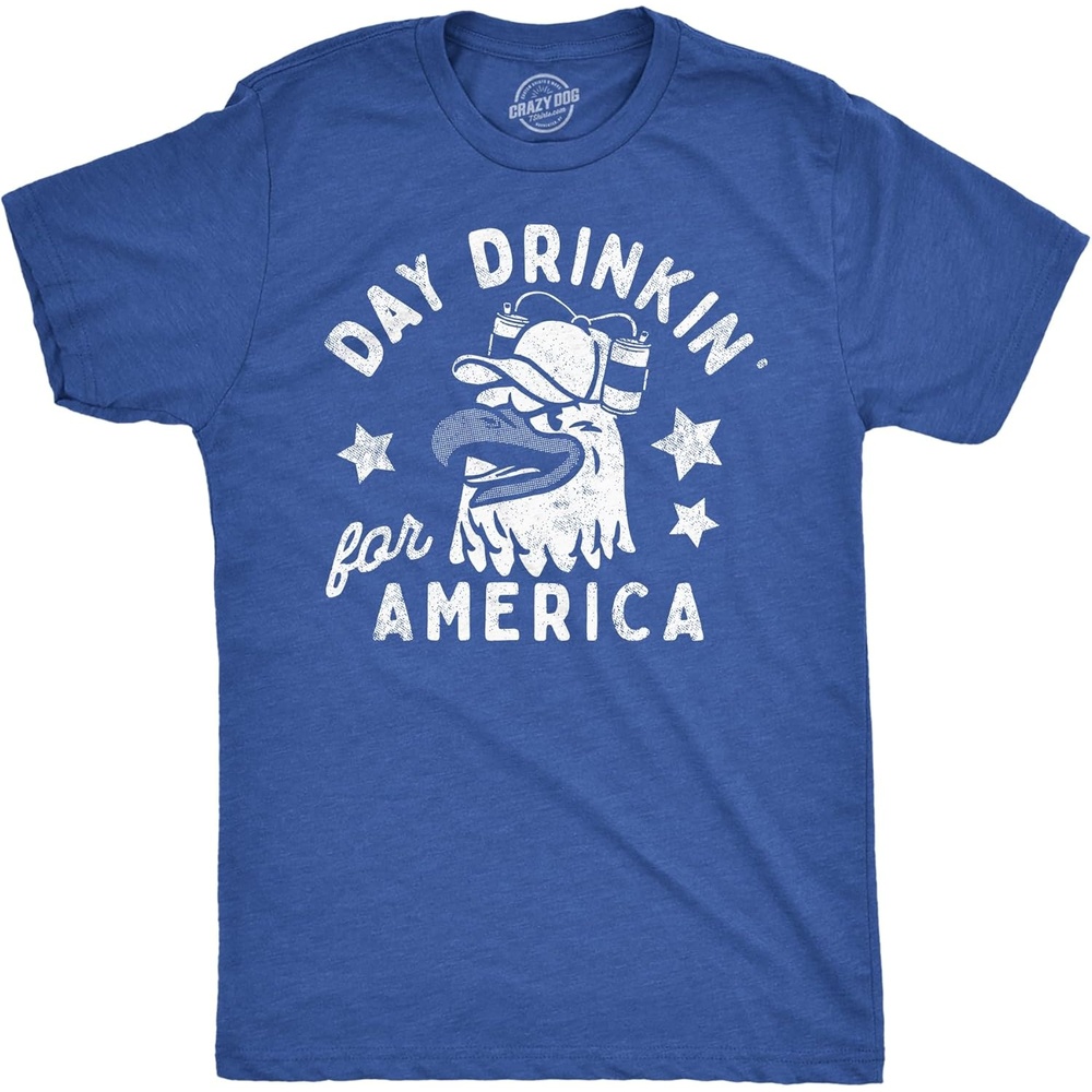 image:imageMens Funny T Shirts Day Drinkin for America Sarcastic Fourth of July Tee for MenHeather Royal Day Drinkin for America