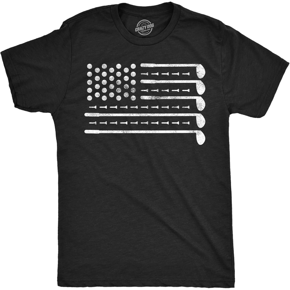 image:imageMens Funny T Shirts Golf American Flag Awesome Fourth of July Golfing Graphic Tee for MenHeather Black Golf American Flag