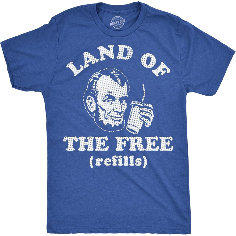 image:imageMens Funny T Shirts Land of The Free Refills Sarcastic Fourth of July Tee for Men