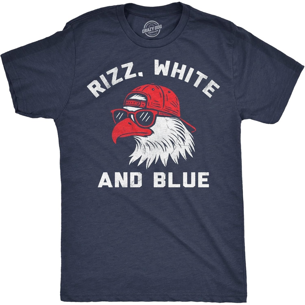 image:imageMens Funny T Shirts Rizz White and Blue Sarcastic Fourth of July Graphic Novelty Tee for Men