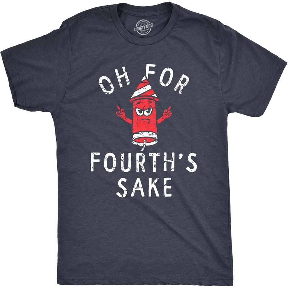 image:imageMens Oh for Fourths Sake T Shirt Funny Fourth of July Fireworks Joke Tee for GuysHeather Navy Fourths