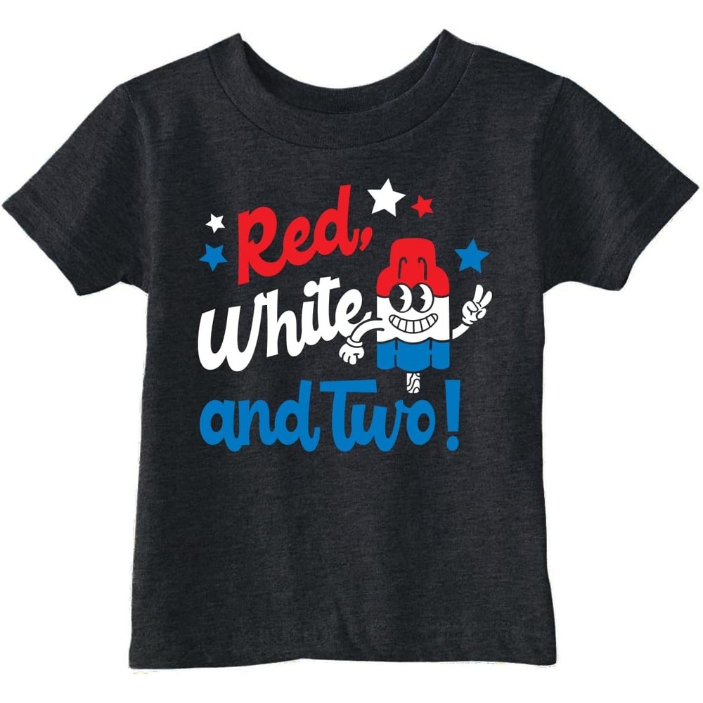 image:imageToddler Funny T Shirt Red White and Two Sarcastic Fourth of July Graphic Novelty Tee for Young Kids