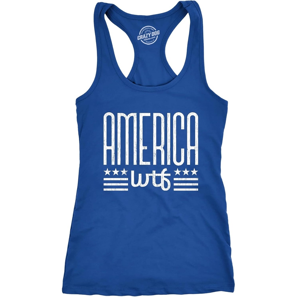 image:imageWomens America WTF Fitness Tank Funny 4th of July Independence Day What The Fuck Graphic TanktopRoyal