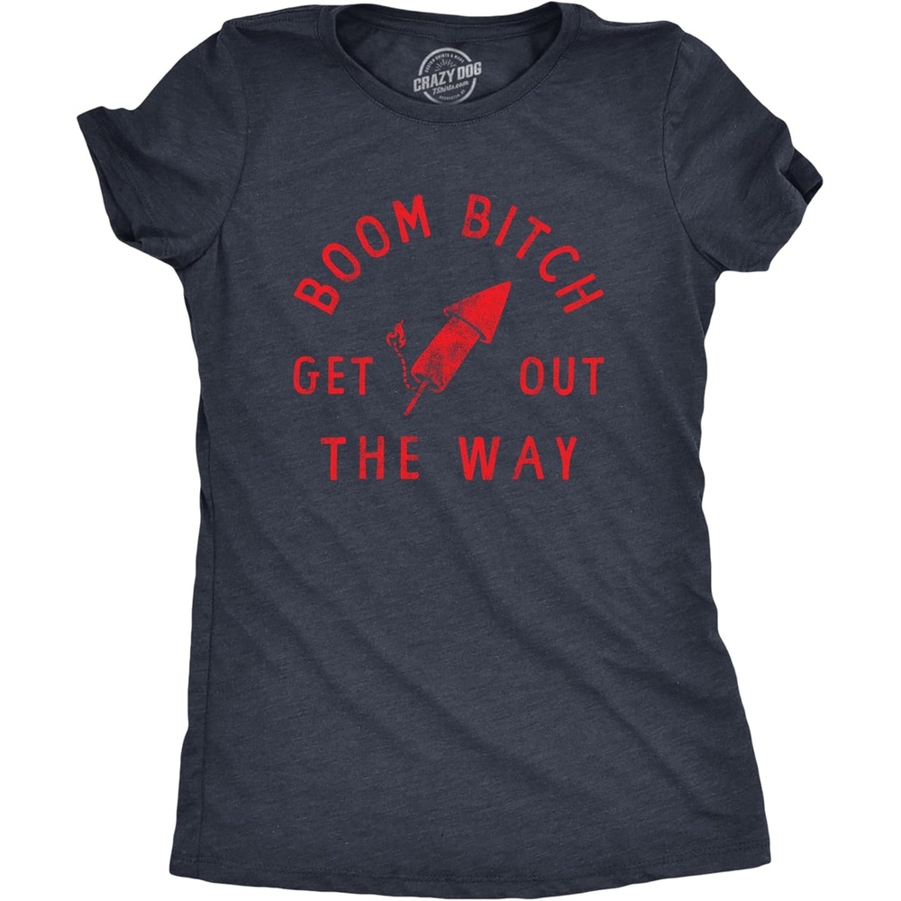 image:imageWomens Boom Bitch Get Out The Way T Shirt Funny Sarcastic Fourth of July Firework Rocket Tee for LadiesHeather Navy