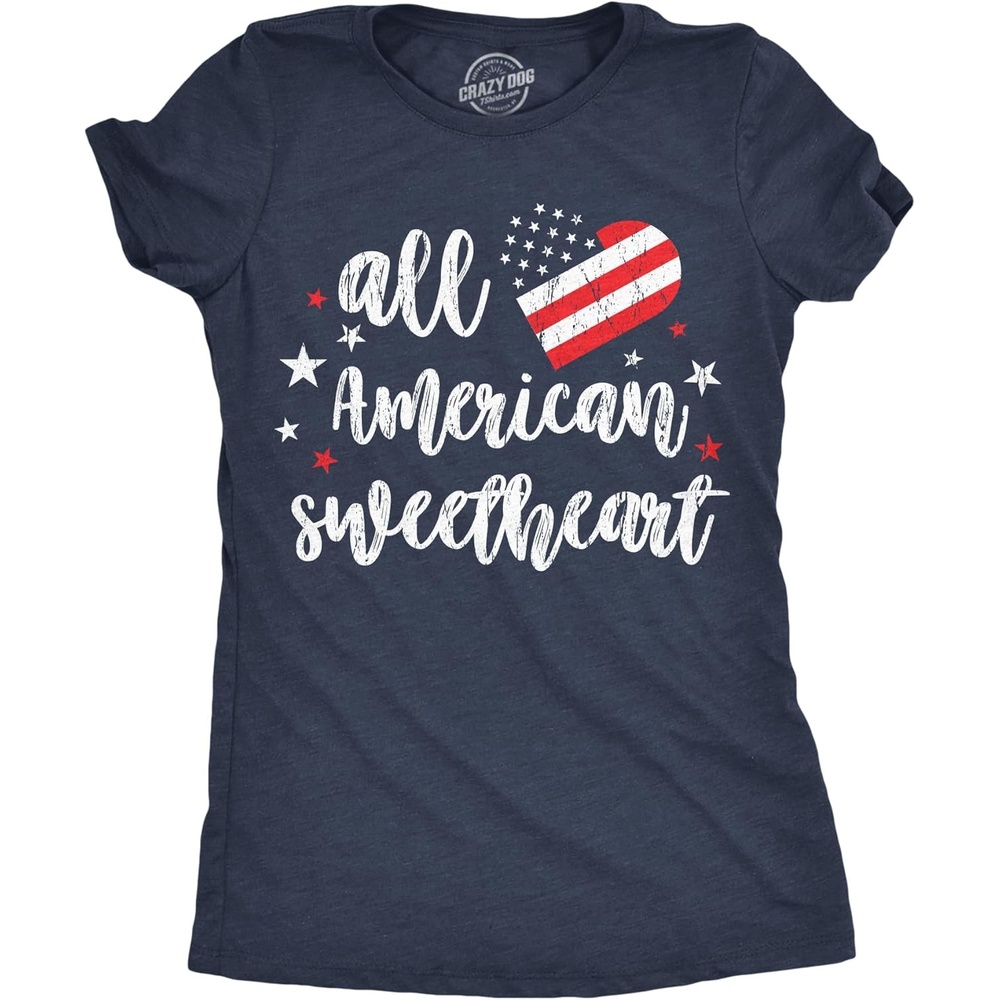 image:imageWomens Funny T Shirts All American Sweetheart Sarcastic Fourth of July Graphic Novelty Tee for Ladies