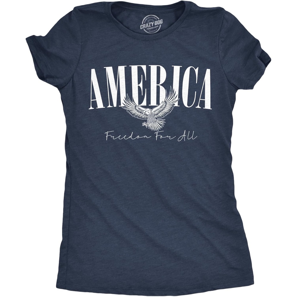 image:imageWomens Funny T Shirts America Freedom for All Awesome Fourth of July Tee for Ladies