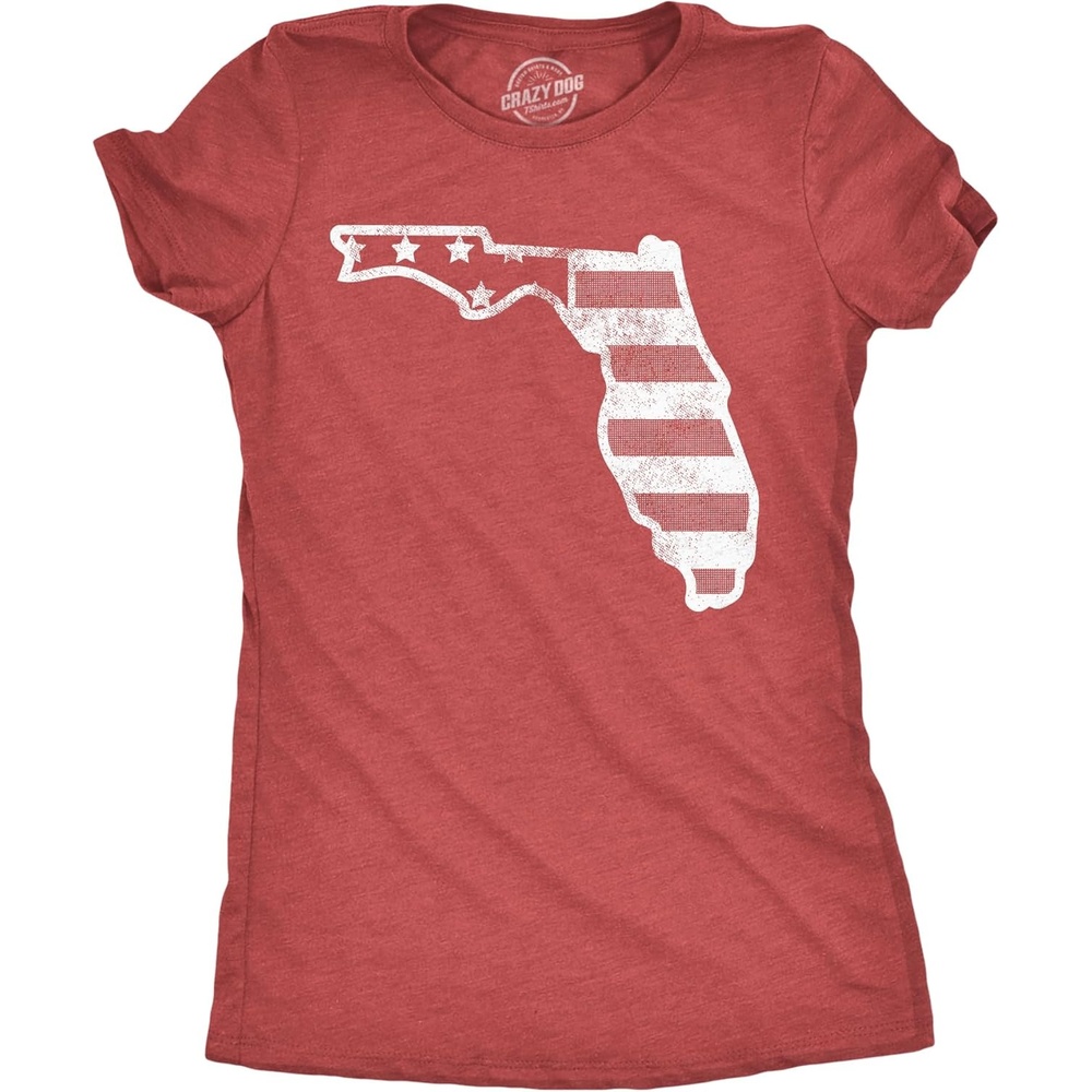 image:imageWomens Funny T Shirts American Flag Florida Awesome Fourth of July Tee for LadiesHeather Red American Flag Florida