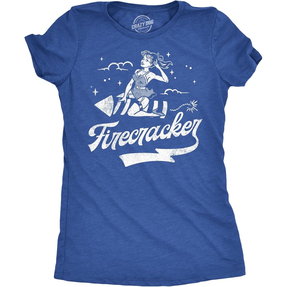 image:imageWomens Funny T Shirts Firecracker Sarcastic Fourth of July Graphic Tee for LadiesHeather Royal Firecracker