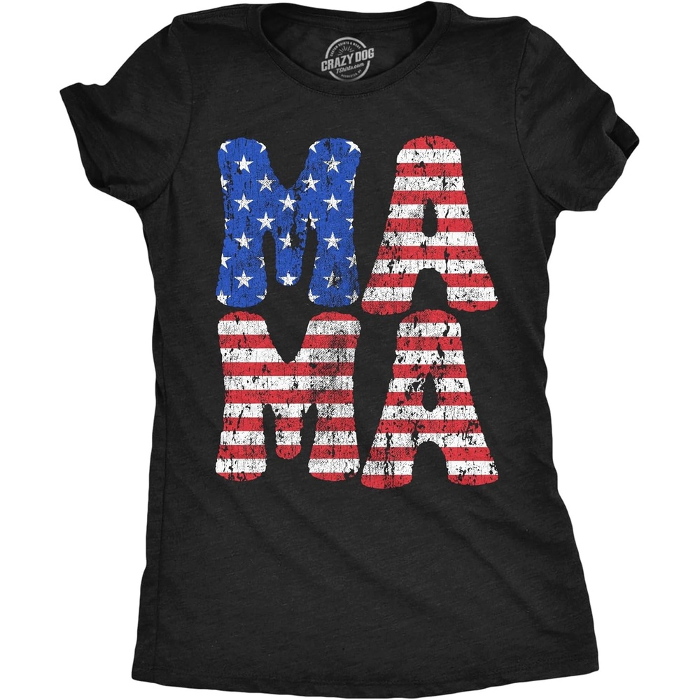 image:imageWomens Funny T Shirts Mama Stars and Stripes Fourth of July Graphic Novelty Tee for Ladies