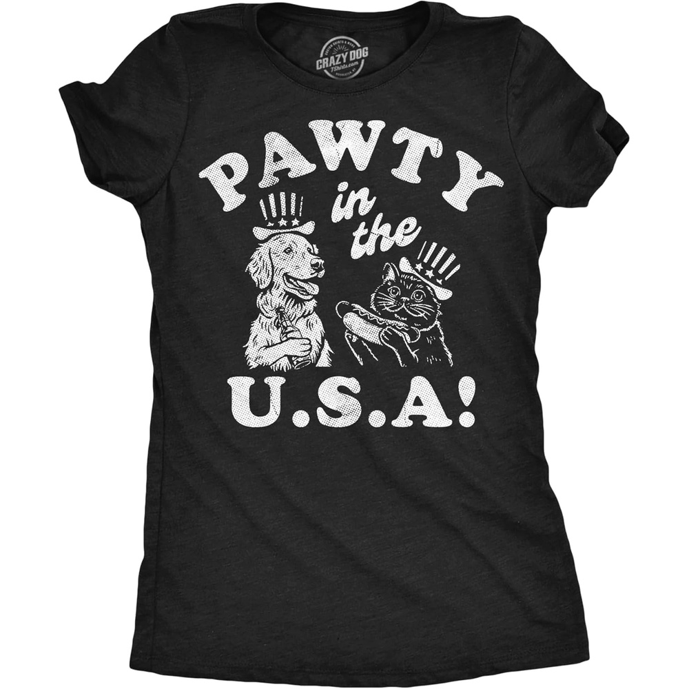 image:imageWomens Funny T Shirts Pawty in The USA Sarcastic Fourth of July Graphic Novelty Tee for Ladies