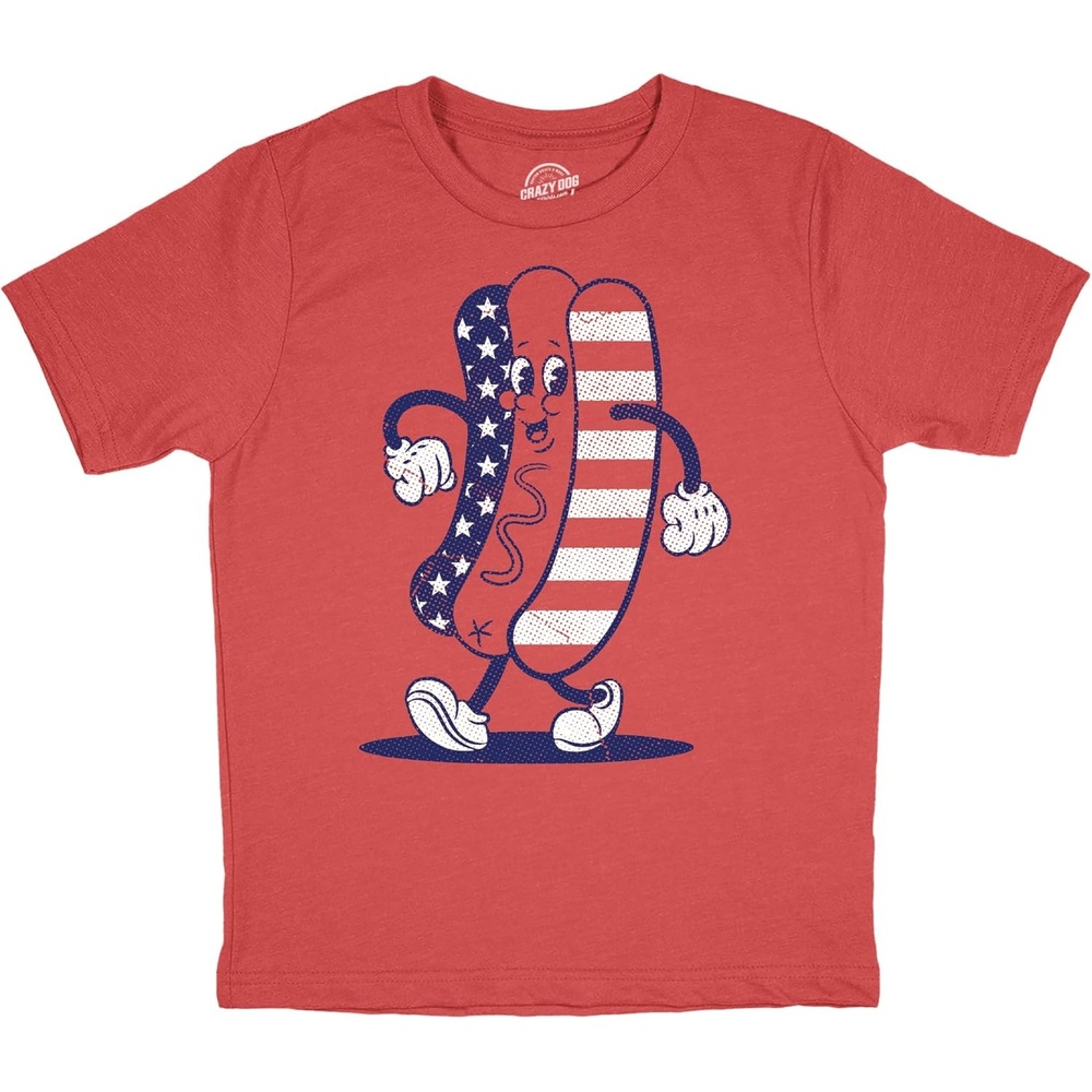 image:imageYouth Fourth of July Hotdog T Shirt Funny Patriotic Cookout Grilling Tee for Kids