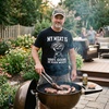 Funny Grilling T Shirts for Grill Masters Sarcastic Tees for Dads(Heather Black – Meat Your Mouth)