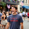 Mens All American T Shirt Funny Cool Patriotic Fourth of July Party Text Graphic Tee for Guys(Heather Navy)