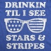 Mens Drinkin Til I See Stars and Stripes T Shirt Funny 4th of July Sunglasses Graphic Tee(Heather Royal)