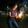 Womens Boom Bitch Get Out The Way T Shirt Funny Sarcastic Fourth of July Firework Rocket Tee for Ladies(Heather Navy)