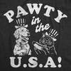Womens Funny T Shirts Pawty in The USA Sarcastic Fourth of July Graphic Novelty Tee for Ladies