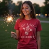 Womens Lets Get Crackin T Shirt Funny Fourth of July Firecracker Tee for Ladies(Heather Red – Crackin)