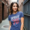 Womens Spirit of 76 T Shirt Funny Fourth of July Party Patriotic 1776 Tee for Ladies(Heather Royal – 76)