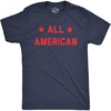 Mens All American T Shirt Funny Cool Patriotic Fourth of July Party Text Graphic Tee for Guys(Heather Navy)
