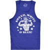 Mens Funny Fitness Tank Shred White and Blue Sarcastic Fourth of July Graphic Novelty Sleeveless Tee for Men