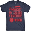 Mens Funny T Shirts Fireworks My Second Favorite F Word Sarcastic Fourth of July Graphic Novelty Tee for Men