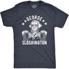 Mens George Sloshington T Shirt Funny 4th of July Beer Drinking Patriotic Graphic Tee(Heather Navy)