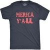 Mens Merica Yall T Shirt Funny Cool Fourth of July Party Patriotic Cowboy Tee for Guys(Heather Navy)