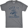 Mens Suck It England T Shirt Funny Fourth of July George Washington Skateboarding Tee for Guys(Dark Heather Grey – England)