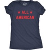 Womens All American T Shirt Funny Cool Patriotic Fourth of July Party Text Graphic Tee for Ladies(Heather Navy)