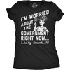 Womens Funny T Shirts Im Worried About The Government Right Now Sarcastic Fourth of July Graphic Tee for Ladies