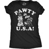 Womens Funny T Shirts Pawty in The USA Sarcastic Fourth of July Graphic Novelty Tee for Ladies