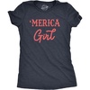 Womens Merica Girl T Shirt Funny Cute Fourth of July Party Patriotic Tee for Ladies(Heather Navy)