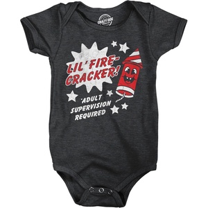 Crazy Dog T-Shirts Lil Fire Cracker Baby Bodysuit Funny Sarcastic Fourth Of July Graphic Novelty Jumper for Infants