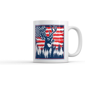Crazy Dog T-Shirts USA Buck Mug Funny Sarcastic Fourth Of July Graphic Novelty Deer Coffee Cup – 11ozCeramic Microwave Safe Insulated Drinking Cup