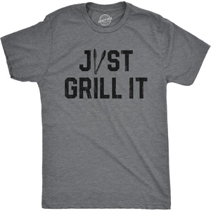 Funny Grilling T Shirts for Grill Masters Sarcastic Tees for Dads(Dark Heather Grey – Just Grillin)