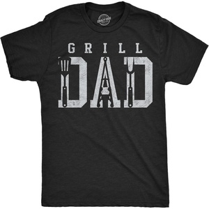 Funny Grilling T Shirts for Grill Masters Sarcastic Tees for Dads(Heather Black – Grill Dad)